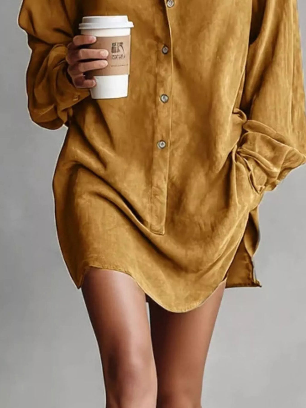Contrast Collar Mini Shirt Dress (6)