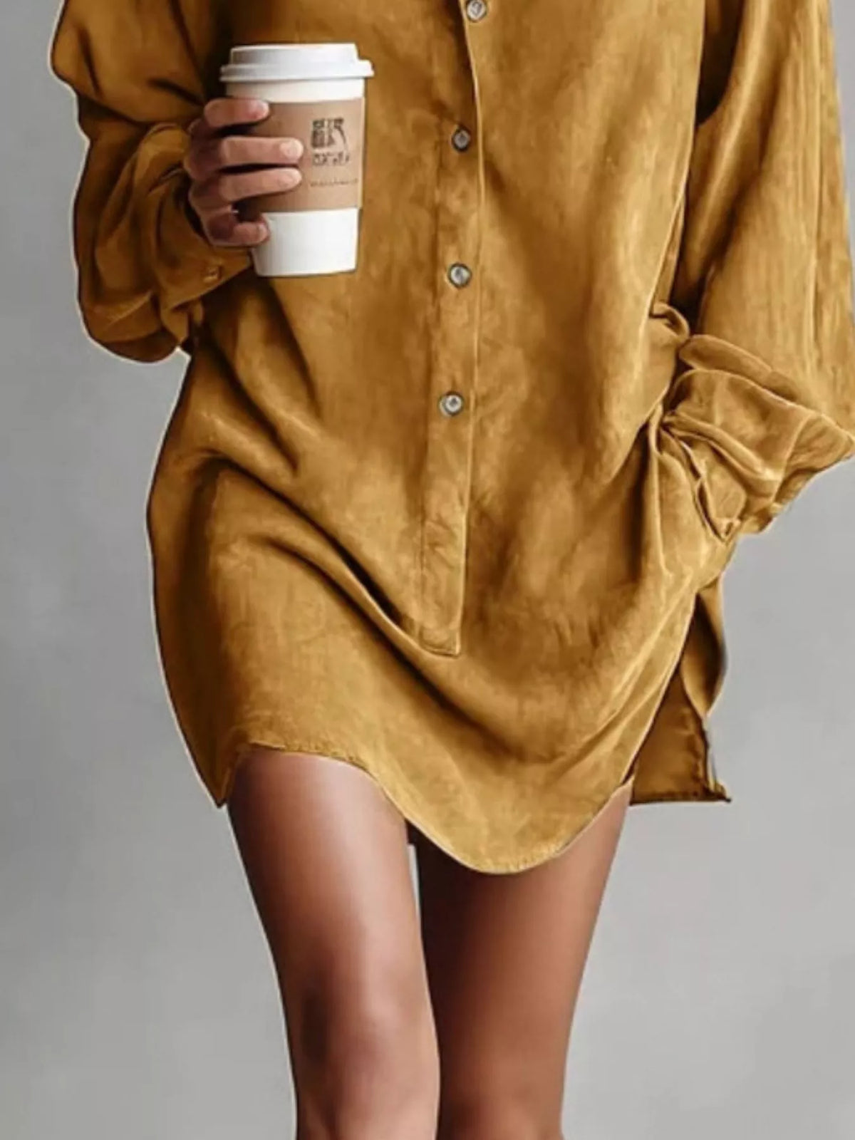 Contrast Collar Mini Shirt Dress (6)