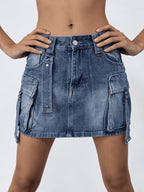Washed Cargo Denim Skirt (13)