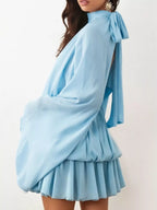 Tie Back Flare Sleeve Mini Dress (10)