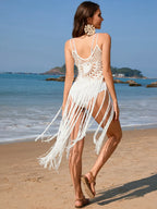 Fringe Openwork Spaghetti Strap Cover-up (8)