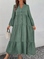 Ruffle Hem Button Front Tiered Dress (6)