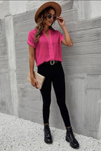Full Size Notched Short Sleeve Blouse (12)