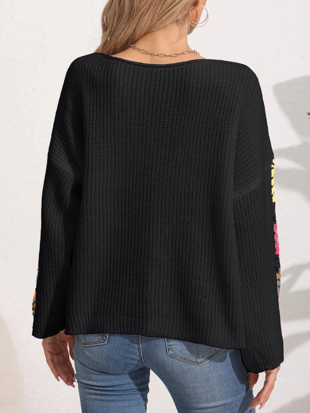 Crochet Flower Long Sleeve Sweater (10)