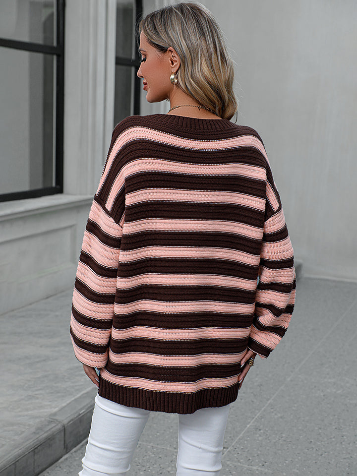 Striped Dropped Shoulder Sweater (2)