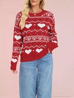 Heart Bow Pattern Round Neck Sweater (2)