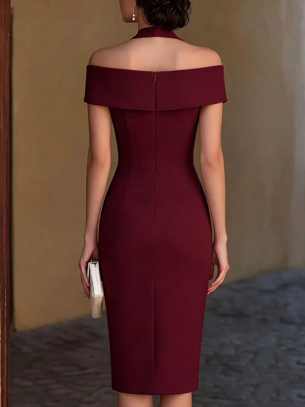 Cold Shoulder Halter Neck Midi Dress (11)