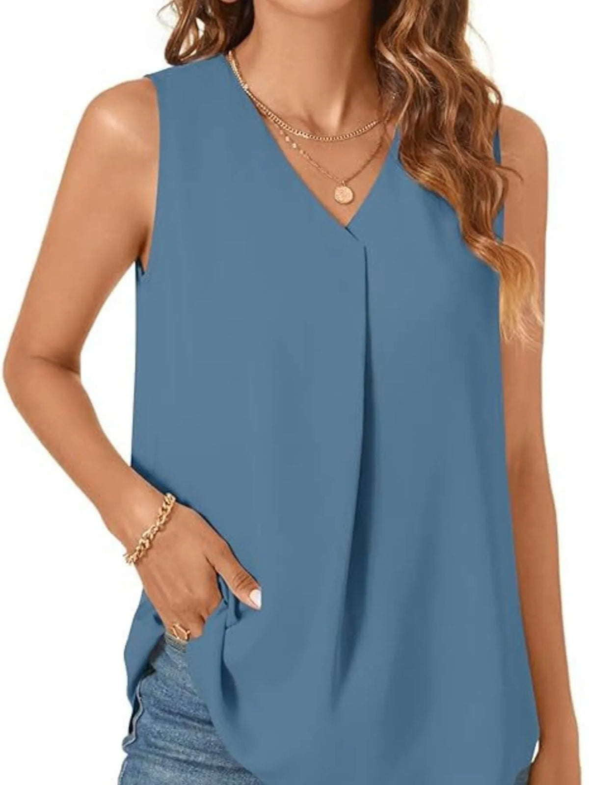 Full Size V-neck Sleeveless Tank Top Plus (27)
