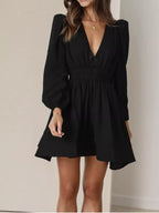 V-neck Long Sleeve Mini Dress (18)