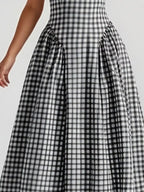 Full Size Plaid Square Neckline Midi Dress Plus (15)