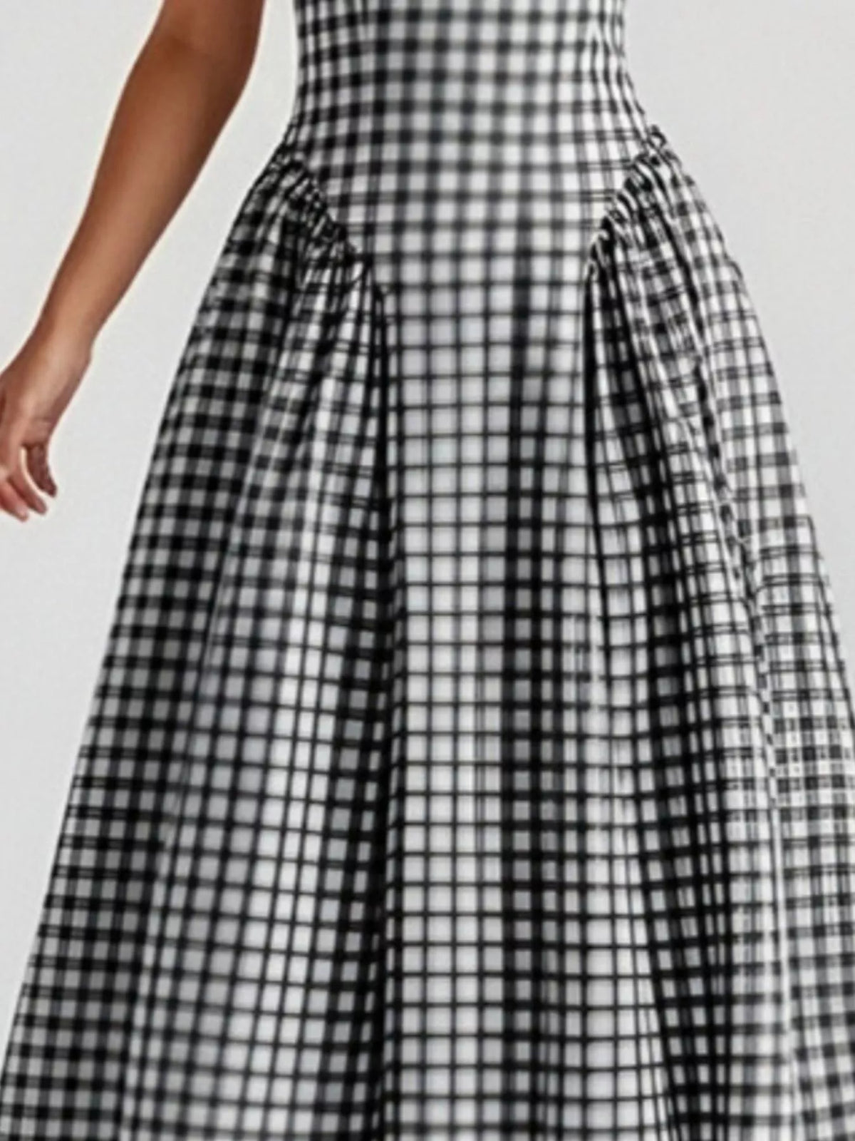 Full Size Plaid Square Neckline Midi Dress Plus (15)