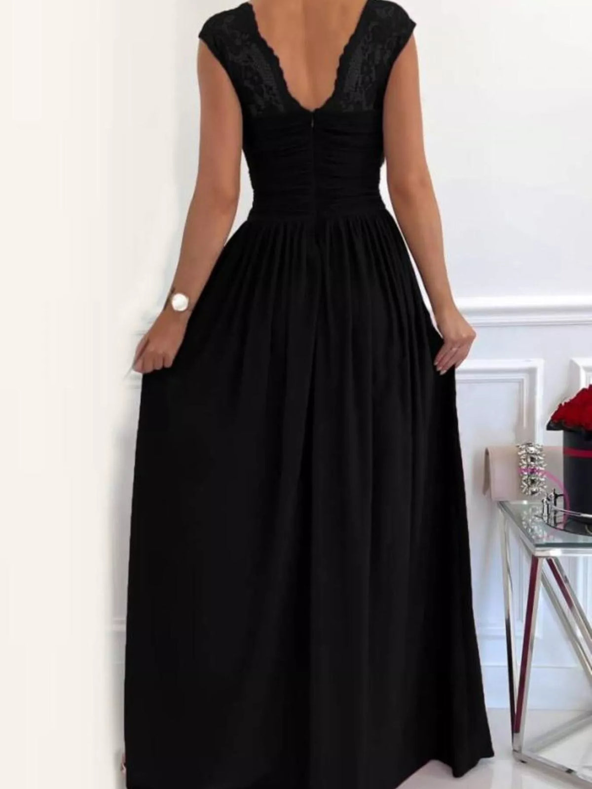 High Slit Lace Detail Maxi Dress (18)