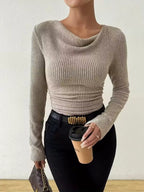 Cowl Neck Ribbed Knit Top (14)