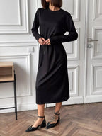 Round Neck Long-sleeve Midi Dress (16)