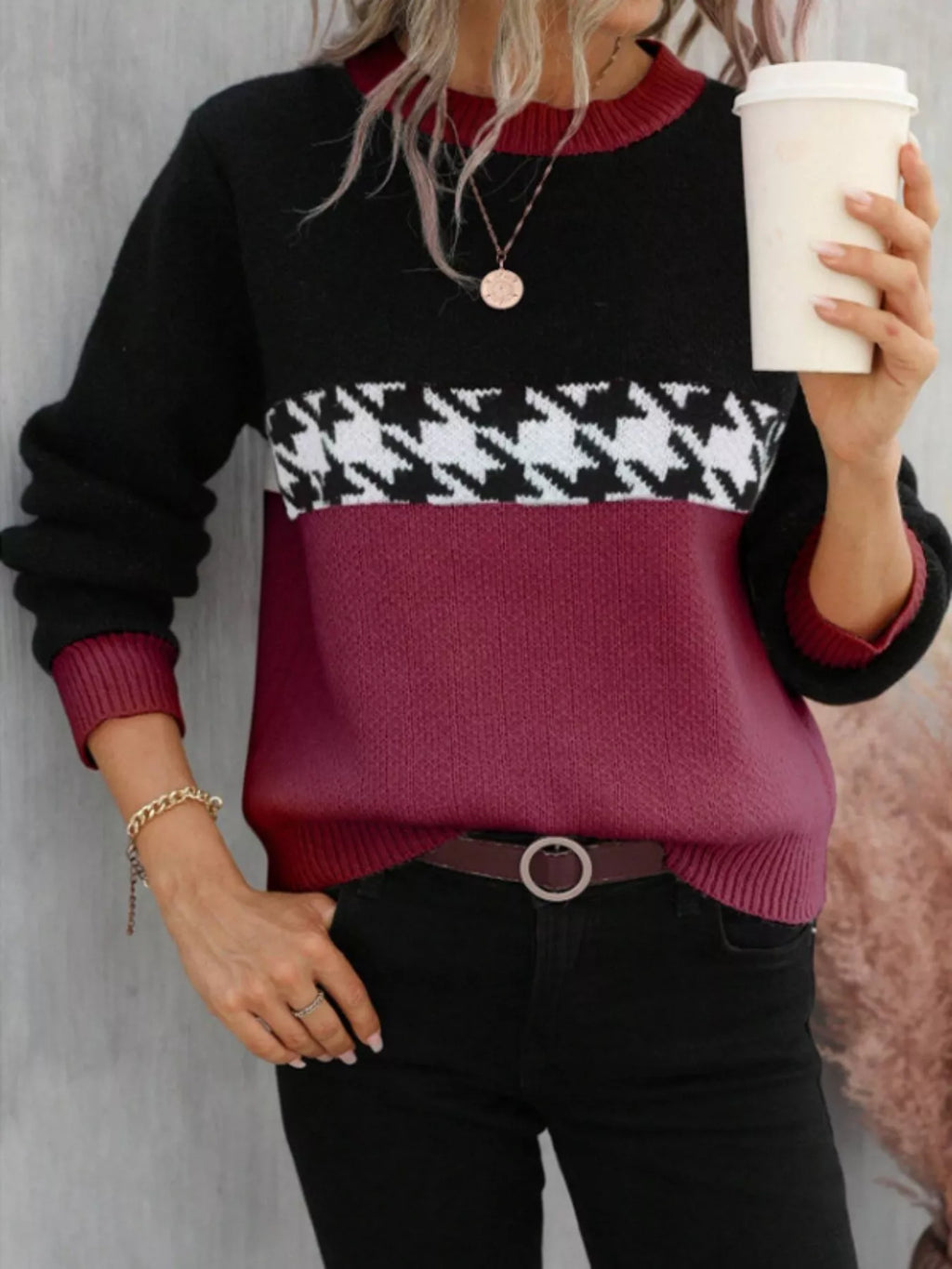 Block Houndstooth Sweater (11)