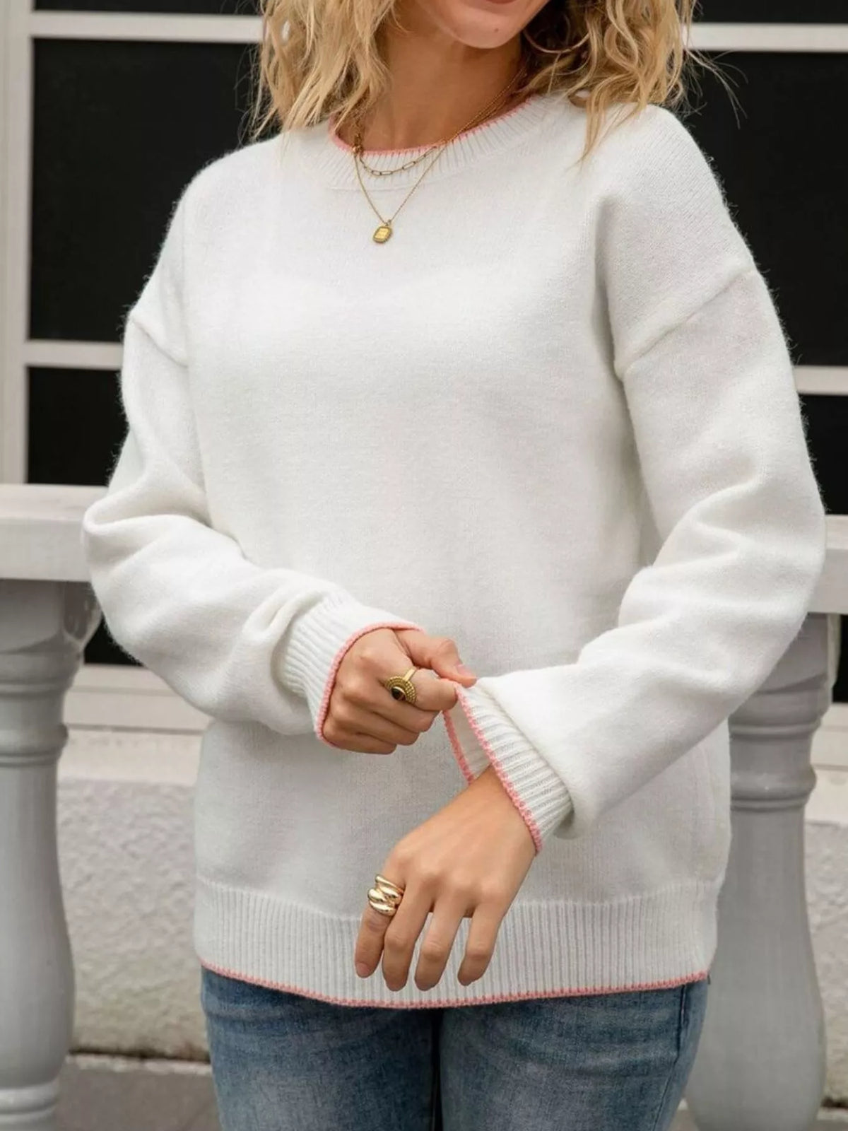 Bow-back Round Neck Sweater (15)