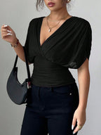 Ruched Surplice Short Sleeve Top (12)