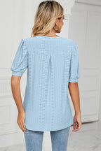 Eyelet Notched Short Sleeve T-shirt (33)