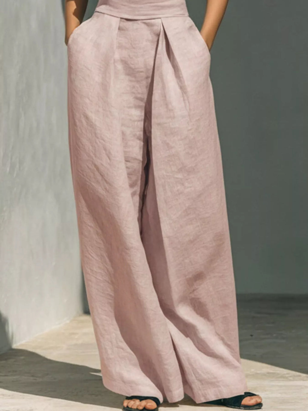 Full Size Turtleneck Sleeveless Top Wide Leg Pants Set Plus (9)