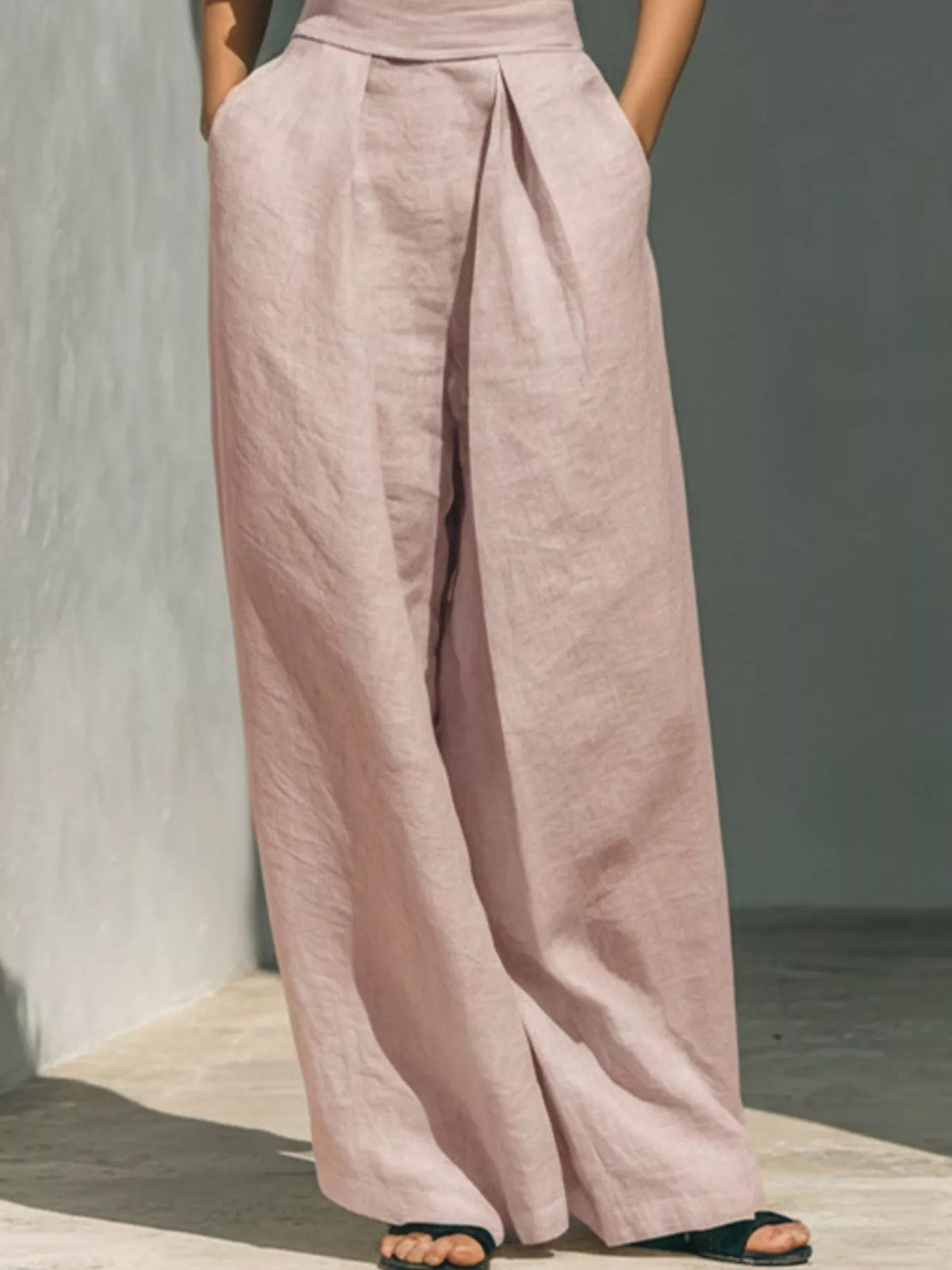 Full Size Turtleneck Sleeveless Top Wide Leg Pants Set Plus (9)