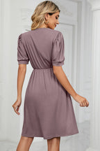 V-neck Puff Sleeve Dress (27)