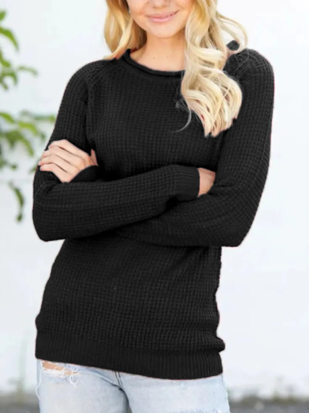 Round Neck Raglan Sleeve Sweater (15)