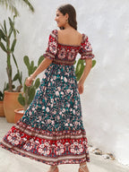 Floral Flounce Sleeve Midi Dress (6)