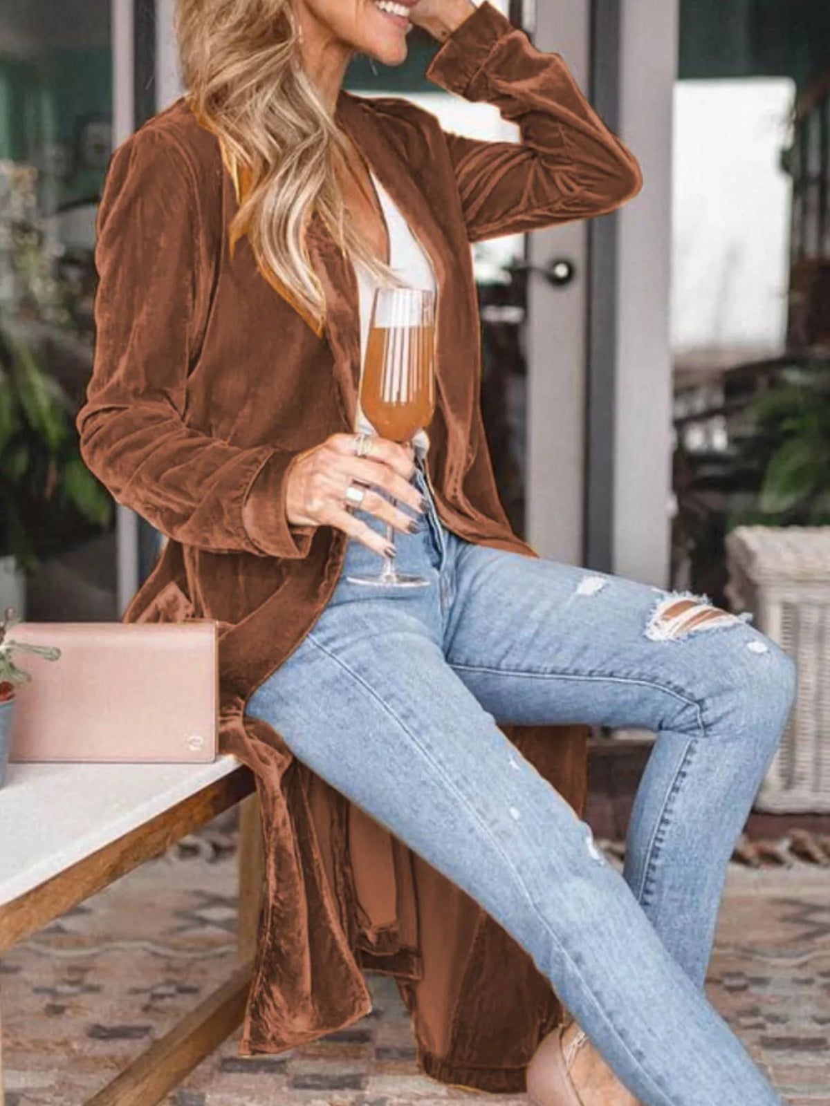 Open Front Long Sleeve Longline Cardigan (9)