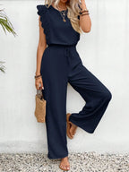 Lace Trim Round Neck Top Pants Set (32)