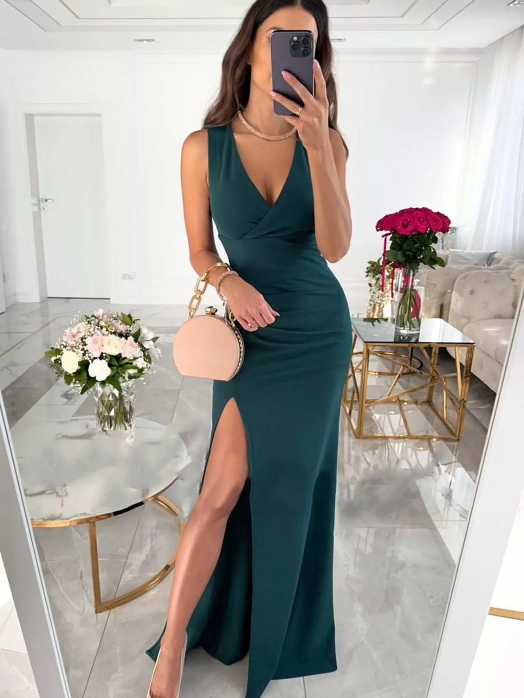 Sleeveless High Slit Maxi Dress (5)