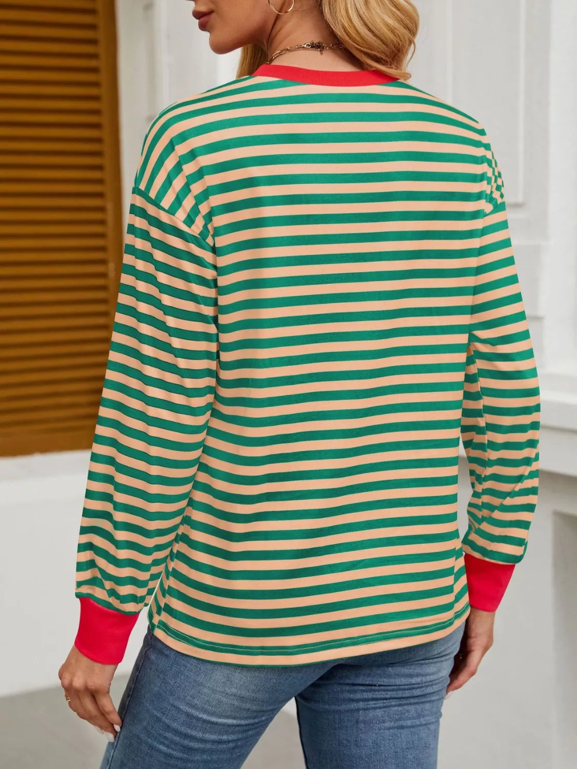 Striped Long Sleeve Casual T-shirt (30)