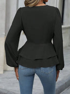 Surplice Balloon Sleeve Blouse (14)