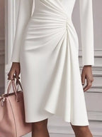 Ruched Surplice Long Sleeve Dress (9)