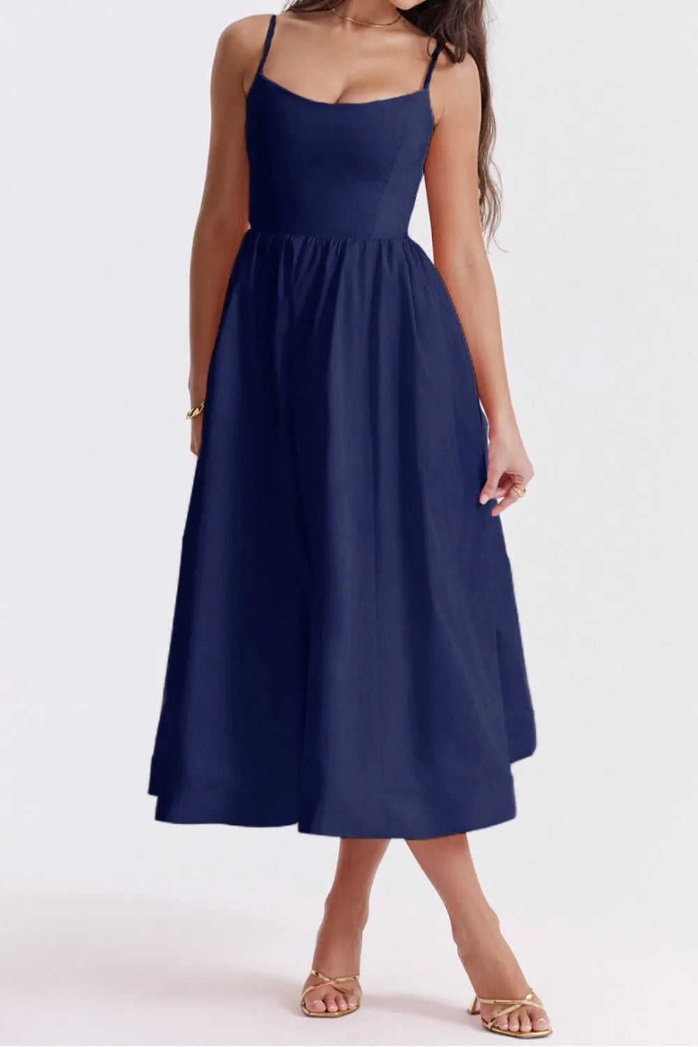 Floral Print Spaghetti Strap Midi Dress (19)