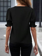Notched Half Sleeve Blouse (18)