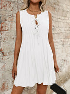 Tied Front Pleated Sleeveless Mini Dress (23)
