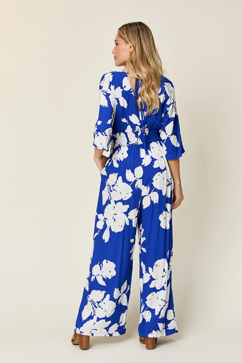 Full Size Printed Tie Back Wide Leg Jumpsuit (3)
