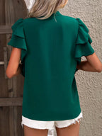 Ruffle Sleeve Notched Blouse (21)