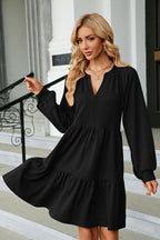 Notched Neck Long Sleeve Mini Dress (14)