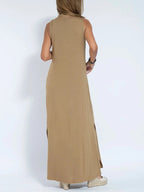 Full Size V-neck Sleeveless Maxi Dress Slit Plus (8)