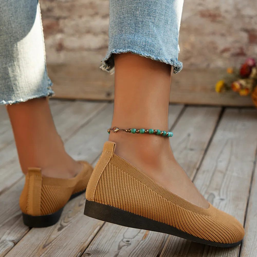 Round Toe Knit Ballet Flats (12)