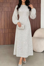 Polka Dot Long Sleeve Maxi Dress (4)