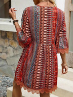 Printed V-neck A-line Dress (7)