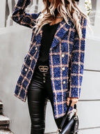 Plaid Tweed Double-breasted Coat (14)