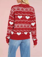 Heart Bow Pattern Round Neck Sweater (3)