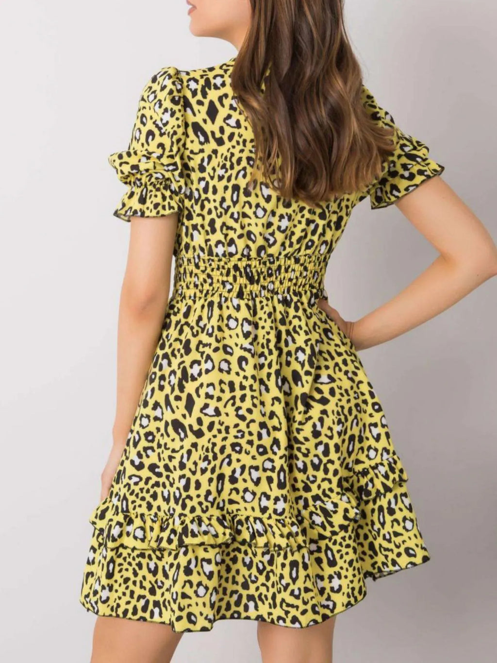 Leopard Print Tie Front Short Sleeve Mini Dress (8)