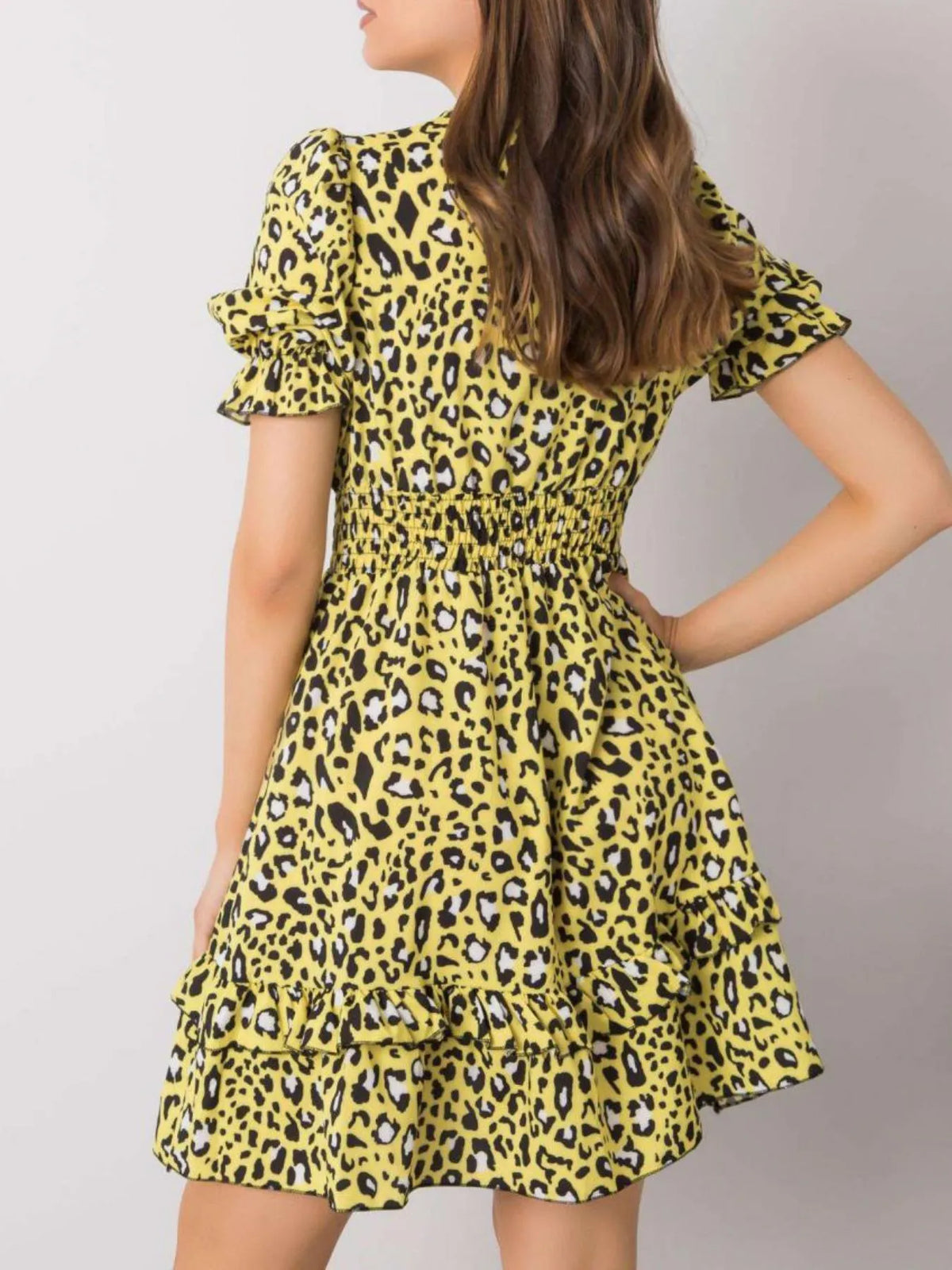 Leopard Print Tie Front Short Sleeve Mini Dress (8)
