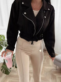 Cropped Biker Jacket Belt Detail