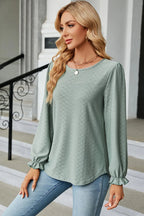 Round Neck Flounce Sleeve T-shirt (25)
