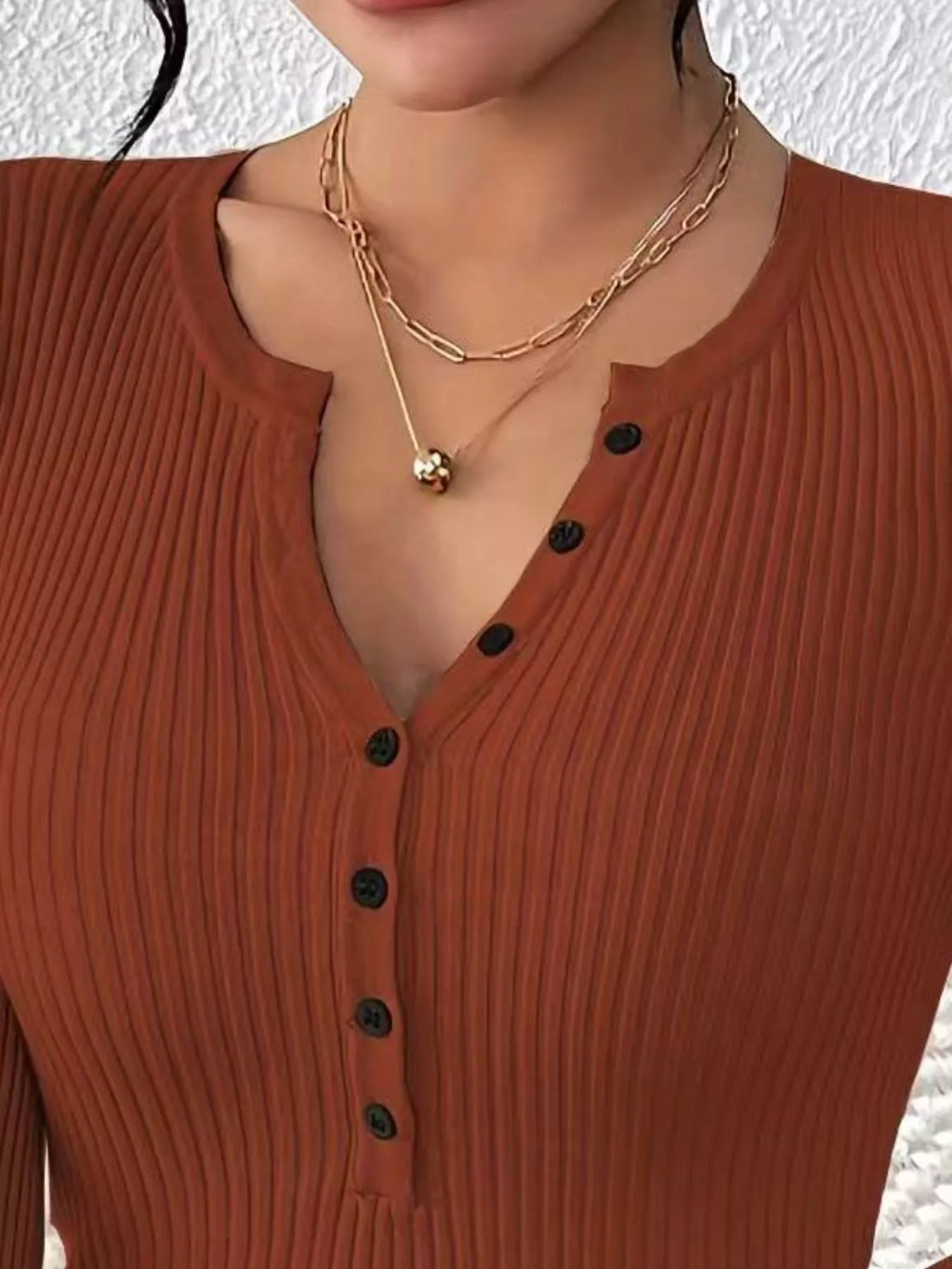 Ribbed Knit Button Front Top (12)